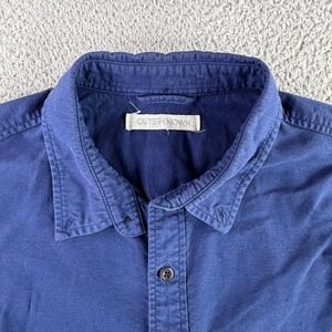 Outerknown Shirt Mens Medium Blue Short Sleeve Button Front Logo Coastal Casual